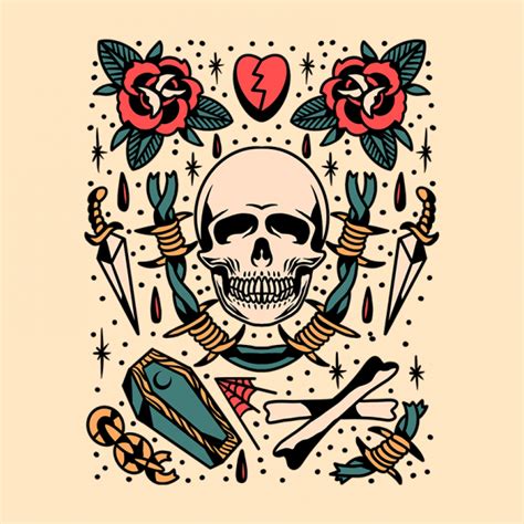 Traditional Skull Tattoo Flash