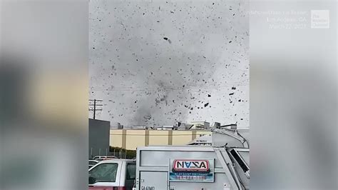 Tornado Rips Off Roofs, Damages Buildings East Of Los Angeles - Videos ...