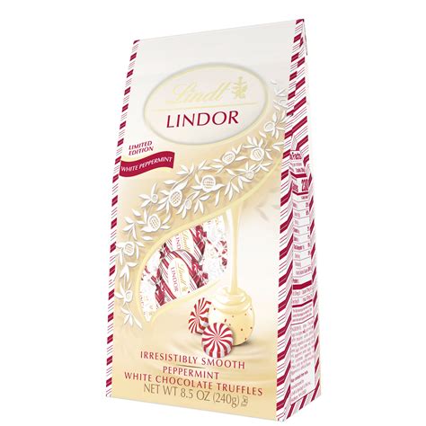 Lindt Lindor White Chocolate Peppermint Truffles Holiday Bag, 8.5oz ...