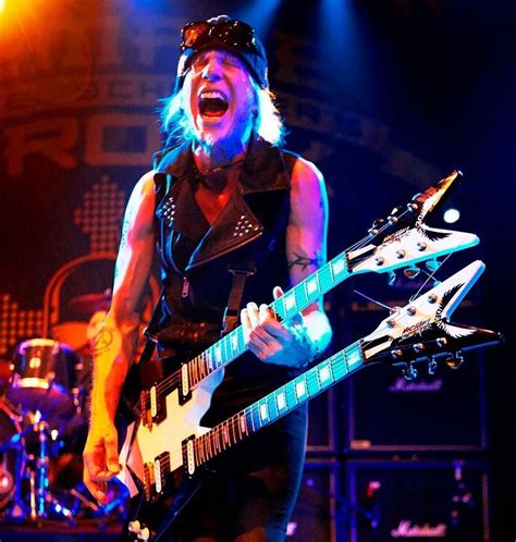 Michael Schenker rocking his USA Signature Dean Double Neck. Guitar. jA | マイケル