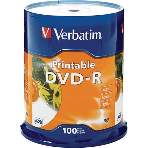 Verbatim DVD-R 4.76GB 16x White Inkjet Printable (100 Pack)