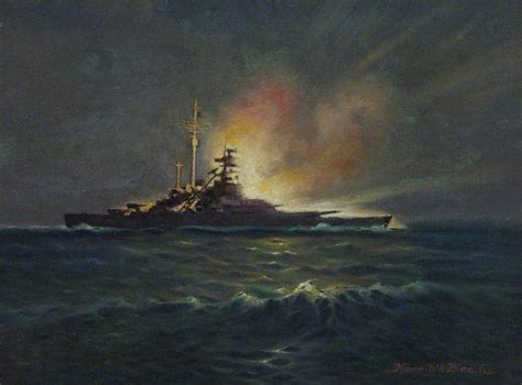 German Battleship Bismarck night action battle ART! This art picture is the most well known of ...