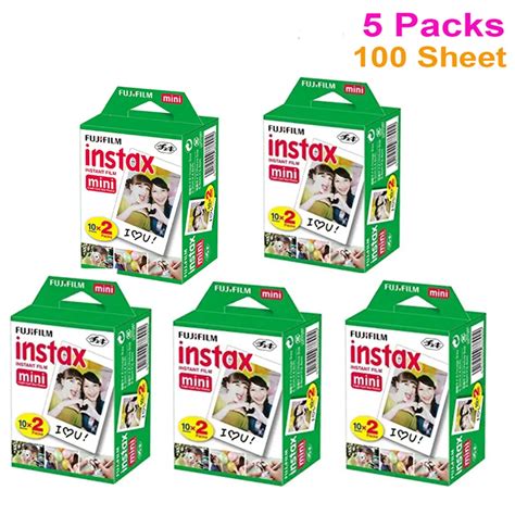 100 Sheet 20pcs/box Fujifilm Fuji Instax Mini White Film Instant Photo ...