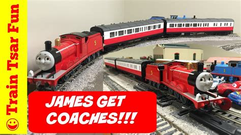 James The Red Engine Gets His Coaches Thomas and Friends Trains - YouTube