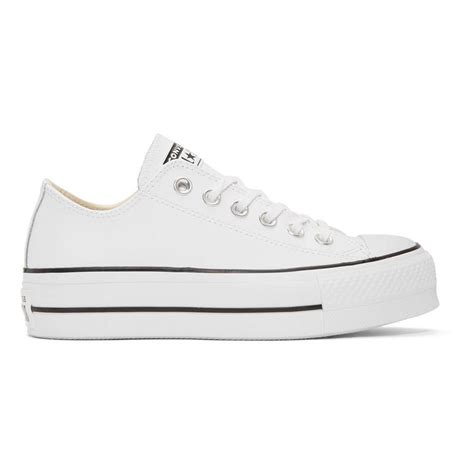 Converse Canvas White Leather Chuck Taylor All Star Lift Platform Sneakers - Lyst