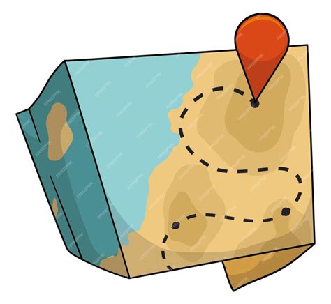 Premium Vector | Map with route and pin showing a location in cartoon style