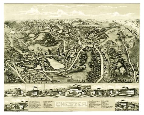 Bird's eye view of Chester, Connecticut from 1881 - KNOWOL