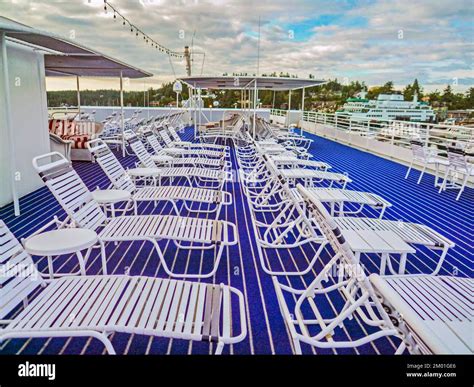 Top deck of the American Spirit, a small cruise ship of the American Cruise Lines Stock Photo ...