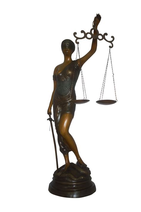 Lady Justice 47H Bronze Statue - Size: 25"L x 11"W x 47"H. - NiFAO