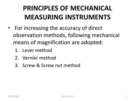 PPT - PRINCIPLES OF MECHANICAL MEASURING INSTRUMENTS PowerPoint ...