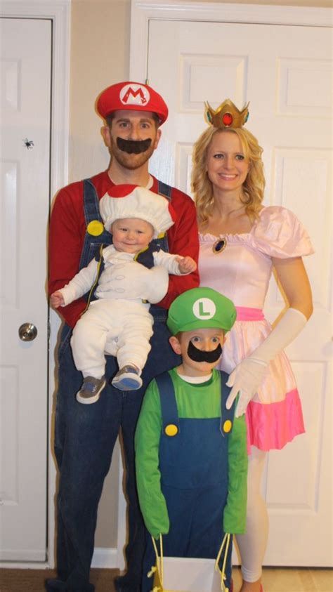 Our Halloween costumes 2014, Mario, princess peach, luigi, toad family ...