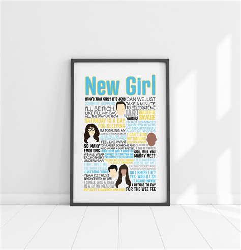 New Girl TV Show Quotes and Faces Poster new Girl Quotes and Character Faces Jessica Day, Nick ...