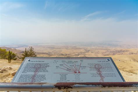 Mount Nebo, Jordan 2018--View in Mount Nebo overlooking the holy land ...