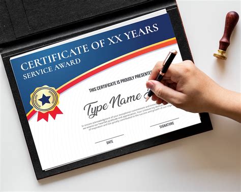 Editable Years of Service Award Printable, Years of Service Certificate ...