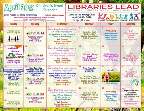 Page Public Library Children’s Event Calendar : Children & Youth News ...