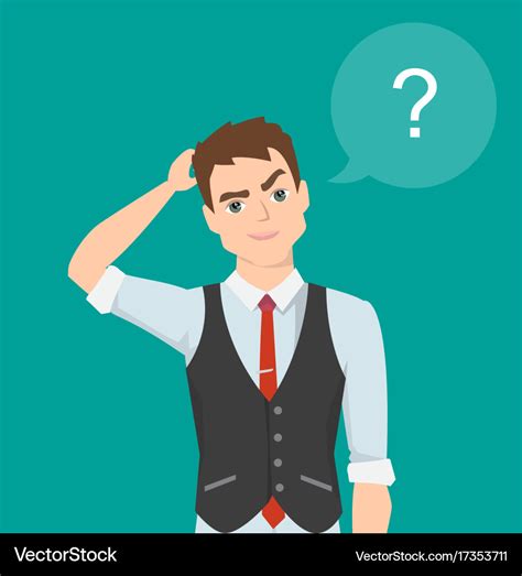 Thinking man with question mark cartoon Royalty Free Vector