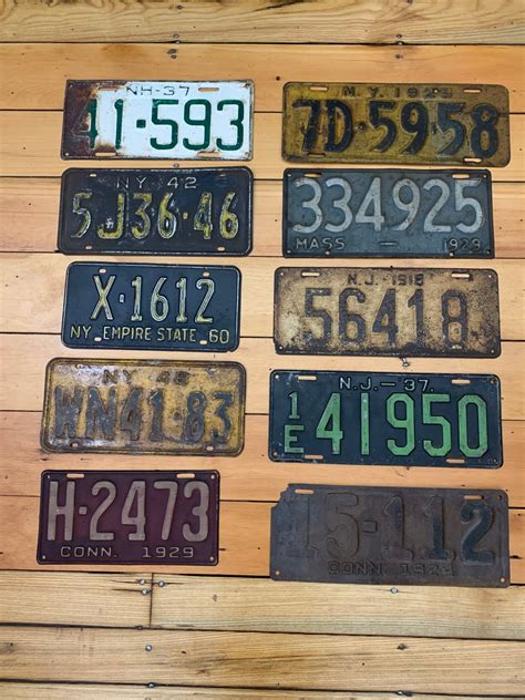 Vintage License Plates Vintage Plates Mancave Decor Gift for Dad License Plate Collector Old ...