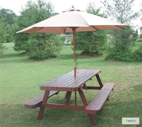 Picnic Table with Umbrella - Taj Event Rentals