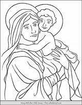 Mary With The Child Jesus Coloring Page  TheCatholicKidcom sketch template