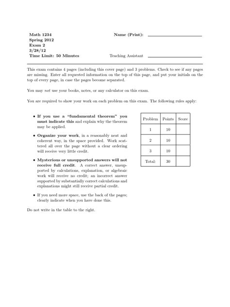 Math Exam Template