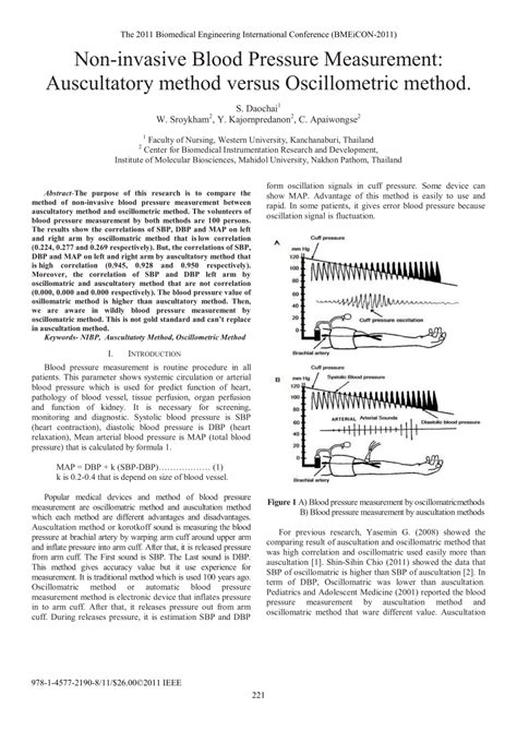 (PDF) Non-invasive blood pressure measurement: Auscultatory method versus oscillometric method