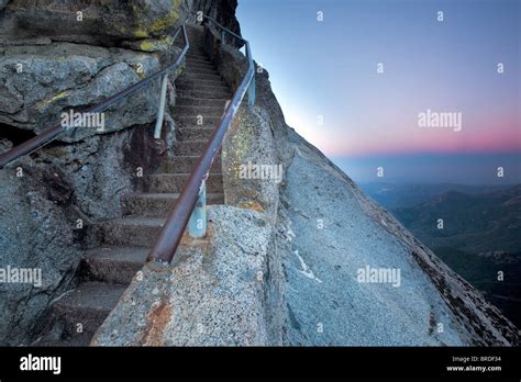 Sunrise over Moro Rock with stairs. Sequoia National Park, California ...