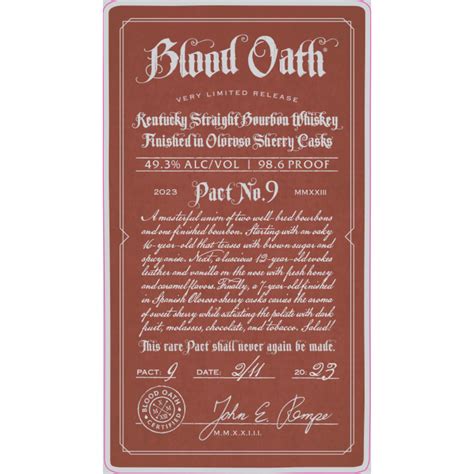 Buy Blood Oath Pact No. 9 Online - Notable Distinction