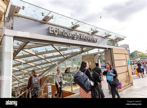 Edinburgh Waverley railway station entrance on Princes street in Edinburgh city centre,Scotland ...