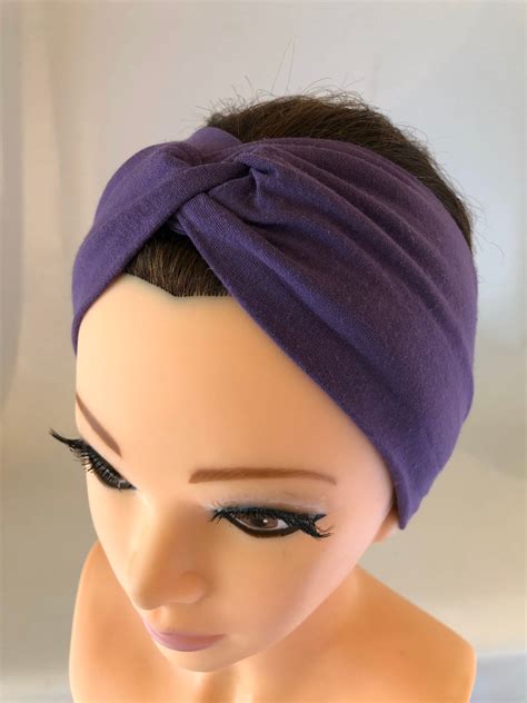 1 Purple Knotted Headband, Turban Headband, Fabric Headband, Sports ...