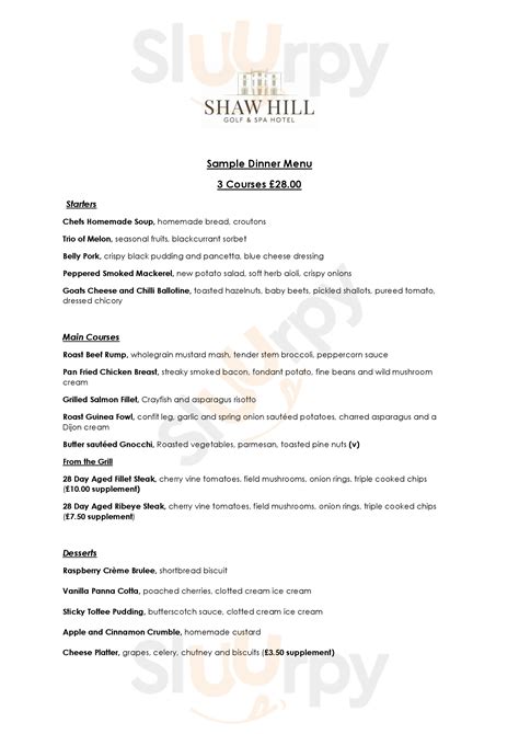 The Restaurant At Shaw Hill menù, Chorley - Main Menu | Sluurpy