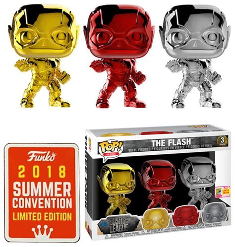 Funko POP! Heroes DC Justice League 3 Pack The Flash (Chrome) - 2018 ...