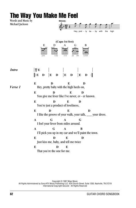 The Way You Make Me Feel by Michael Jackson Sheet Music for Guitar ...