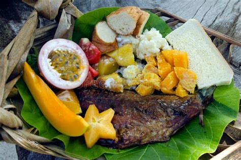 Tropical Food Dish In Aitutaki Lagoon Cook Islands Stock Image - Image ...