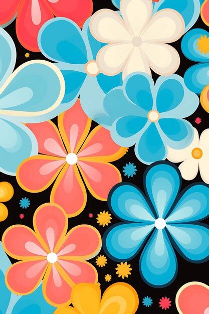 Premium AI Image | Retro 70s Flower Pattern