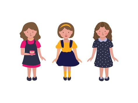 Premium Vector | A cartoon of three girls with different hair styles.