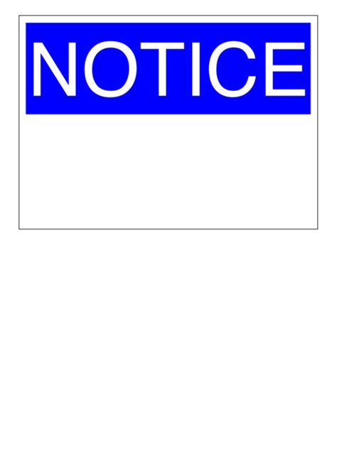 Notice Sign Template printable pdf download