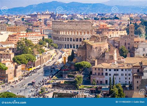 Rome from Above Aerial View of the Roman Forum and the Colosseum Stock Image - Image of romano ...