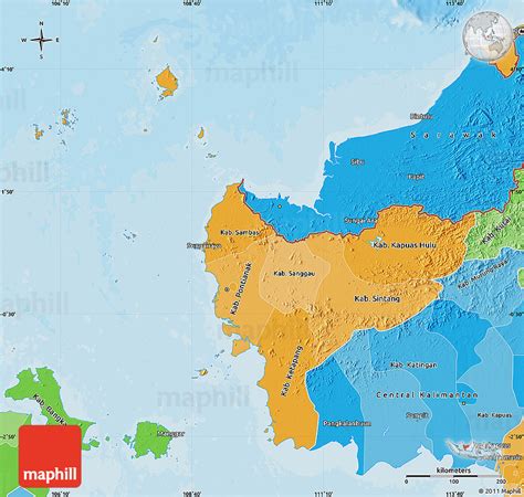 Political Shades Map of West Kalimantan