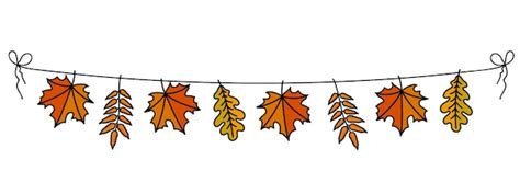 Premium Vector | Hello autumn orange leaves hanging on a string fall season banner decoration ...