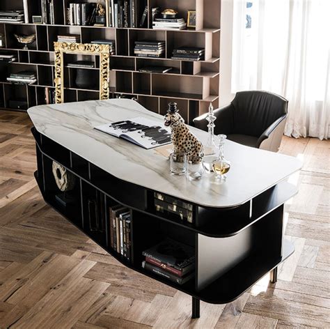 Casa Padrino luxury desk with ceramic plate black / white-gold 235 x 99 ...