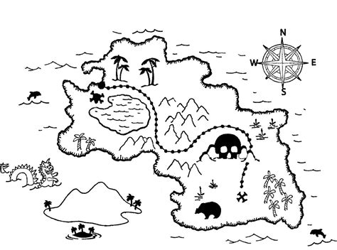 Real Treasure Hunts: Cryptic Treasures: Treasure Map Coloring Pages