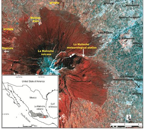 La Malinche volcano is located in the central-eastern part of the ...