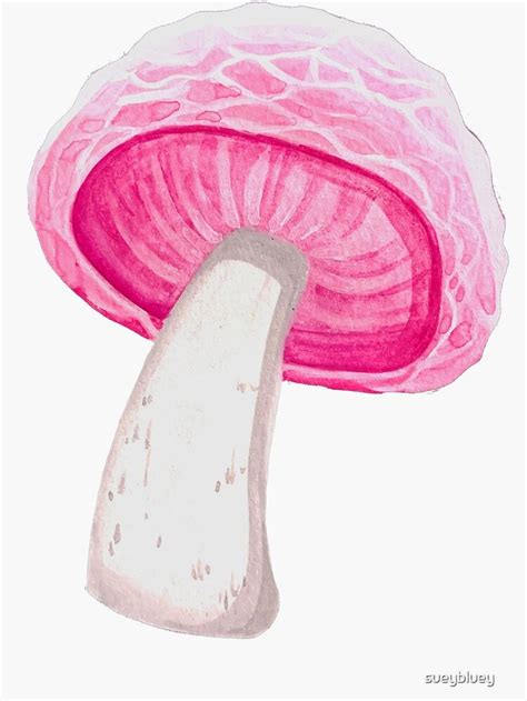 "Pink Mushroom Painting" Sticker for Sale by sueybluey | Nature ...