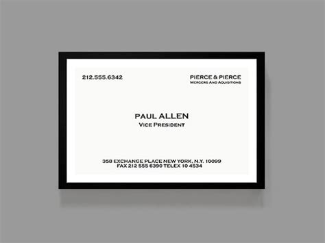 American Psycho Paul Allen Business Card