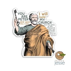 St. Peter Apostle Waterproof Sticker You Are Peter and Upon This Rock I Will Build My Church ...