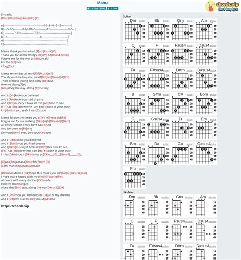 Chord: Mama - tab, song lyric, sheet, guitar, ukulele | chords.vip