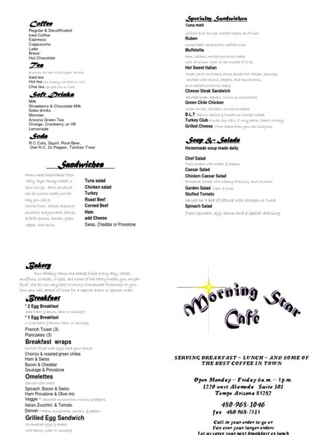 morning star cafe menu revised 08-14-2019 on line menu 1 | Sausage | Salad