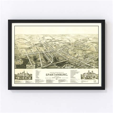 Vintage Map of Spartanburg, South Carolina 1891 by Ted's Vintage Art