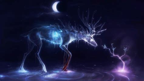 Deer, crescent moon, glowing, animals HD wallpaper | Wallpaper Flare