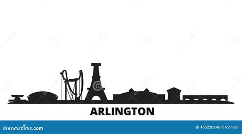 United States, Arlington City Skyline Isolated Vector Illustration ...